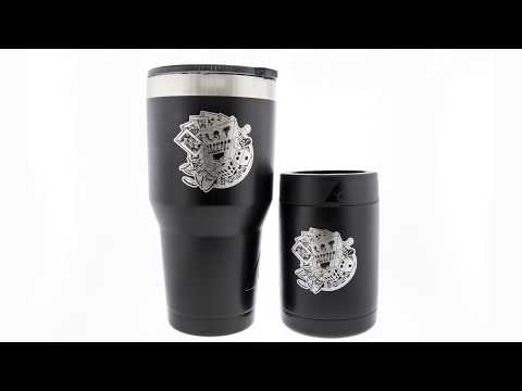 <h3>Tumbler Laser Engraving - Logo Engraving on Painted Tumbler</h3>In this laser engraving video, we demonstrate laser engraving a logo into a painted Yeti style aluminum cup.<br /><br />Our proprietary StarFX&trade; software provides a level of complex layer engraving and surface texturing never before available in today&rsquo;s marketplace.&nbsp; Convert any sketch, drawing, or graphic image into a custom engraved work-of-art on multiple alloys including: Aluminum, Stainless Steel, Titanium, Copper, Iron, Brass, Exotic Metals, Composites, and precious alloys.&nbsp; Each image can be engraved before or after custom coating (including hard coat anodize, custom color or Cerakote processes) to optimize the color fill, natural shadowing and polishing effects of the final result.<br />