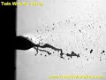 A side view of Twin Wire Arc Spray taken using Control Vision Inc's Proprietary imaging and diagnostic system SprayCam. SprayCam is a low cost system designed especially for the Thermal Spray Processes. For more information visit: www.ControlVisionInc.com