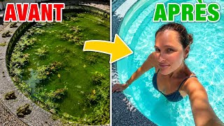 Je nettoie ma piscine abandonnée depuis 1 AN pour être prêt pour la canicule ! 🔥 (Avant/Après)