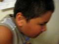 Nephew drinking egg