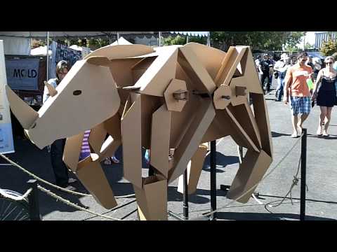cardboard animals - Rhino! Theo Jansen inspired Kinetic Cardboard Animal at Maker Faire. Tens of thousands of people visit the San Mateo County Fairgrounds on Saturday and Sunda...