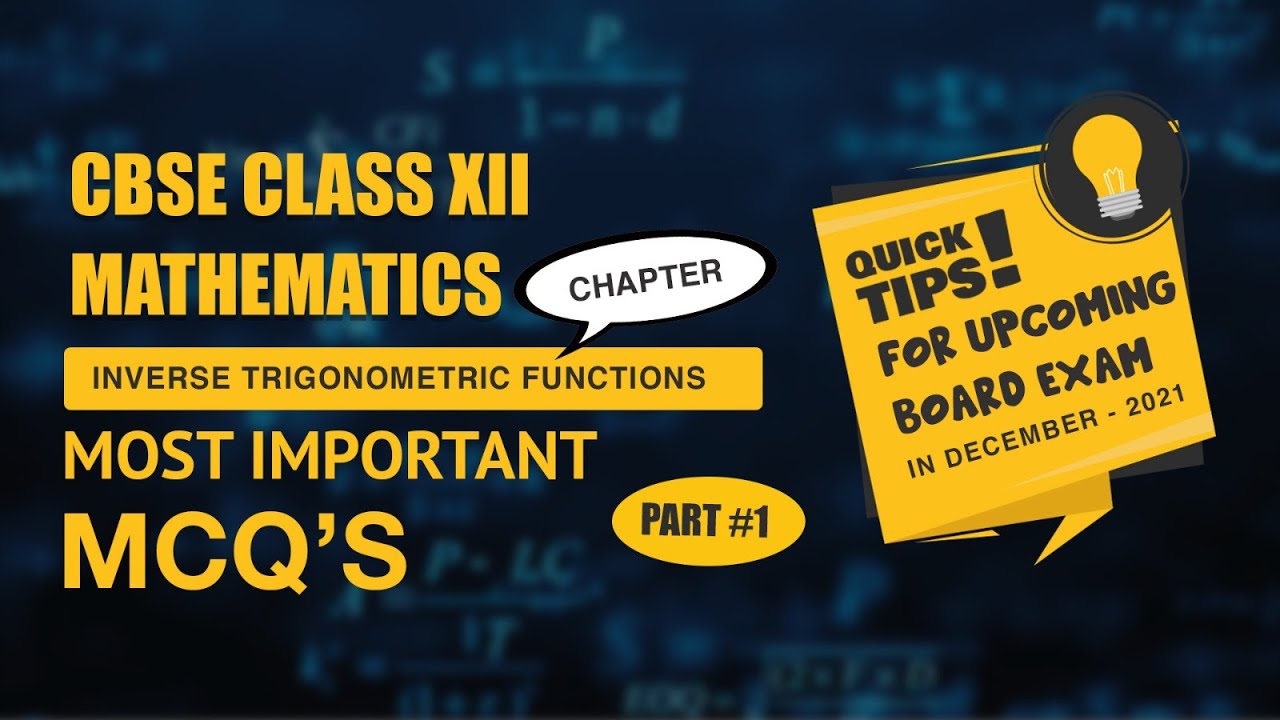 MCQs for Mathematics - Inverse Trigonometric) Part-1