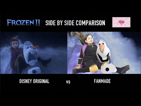 Frozen 2 side by side comparison Elsa sends Anna and Olaf away real-life| Elsa pushes Anna Fanmade