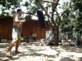 Kiwi Geeza Doing Muay Thai Bagwork in Backyard, North Thailand, 2012-05-17 F, 40 Quick Kicks