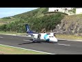 Sata Air Azores Dash 8 Q200 landing on the islands' smallest airstrip - Summer 2009