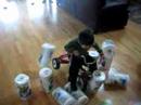 Ben crashes into the towel tower