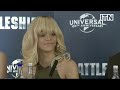 Rihanna's not happy but still answers question about those Ashton Kutcher rumours at the Battleship press conference in London. Report by Lisa Snell. Like us on Facebook at www.facebook.com and follow us on Twitter at twitter.com