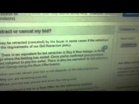 how to undo a bid on ebay