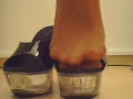 Pantyhose and high heels mules