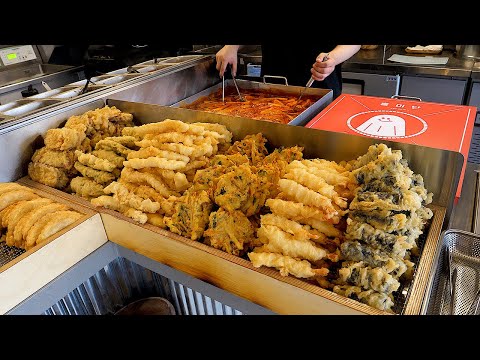 하루에 2000개 파는 깨끗한 튀김, 가래떡 떡볶이, 김밥, 순대 / Clean and popular street food in korea