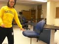 Kayla jacking up the chair