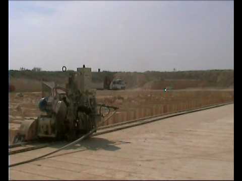Stone quarrying machines at work