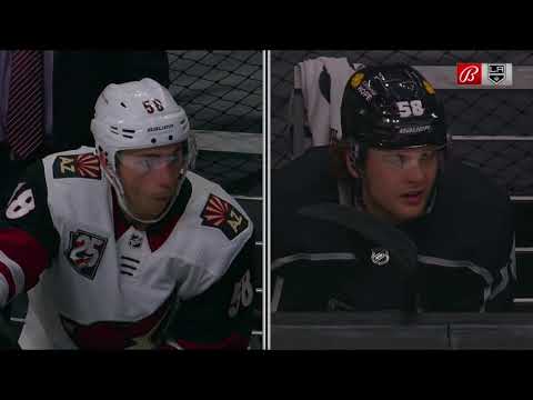 Kale Clague with a hard hit on Michael Bunting.