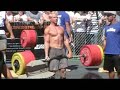 2009 crossfit games in aromas, california. this was the 2nd event on the day. in10 minutes you were to perform 20 deadlifts. with the weight starting at 315 lbs. going up to 505 lbs. you would do a lift every 30 seconds until you could not lift the bar. once you lifted the bar, your body was to reach the full upright position, knees and hips full extension/locked out, then you could drop the bar. going into this event my current deadlift max was 470 lbs. www.rhsportfit.com