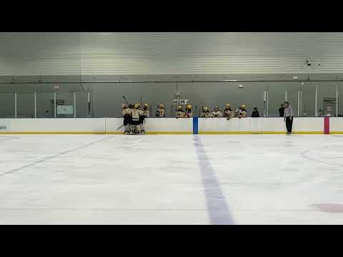 Killer slap shot between two defensemen