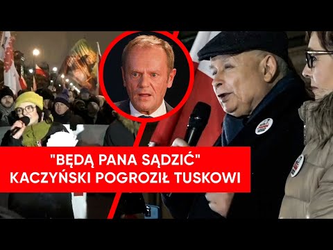 “Będą pana sądzić”. Kaczyński zagroził Tuskowi na proteście PiS