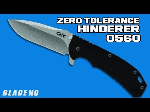 Zero Tolerance 0560 Knife Hinderer Black G-10 Flipper (3.75" Stonewash Plain) ZT
