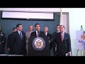 los angeles mayor antonio villaraigosa, chicago mayor richard m. daley, los angeles county sheriff lee baca, los angeles police chief william j. bratton, and los angeles city council president eric garcetti gathered together with rep. xavier becerra (ca-31) on march 18, 2008 in los angeles to announce their support for rep. becerra's national gun crime identification act (h.r. 5266).