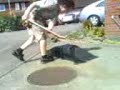 my borhter beating up a skate board lool