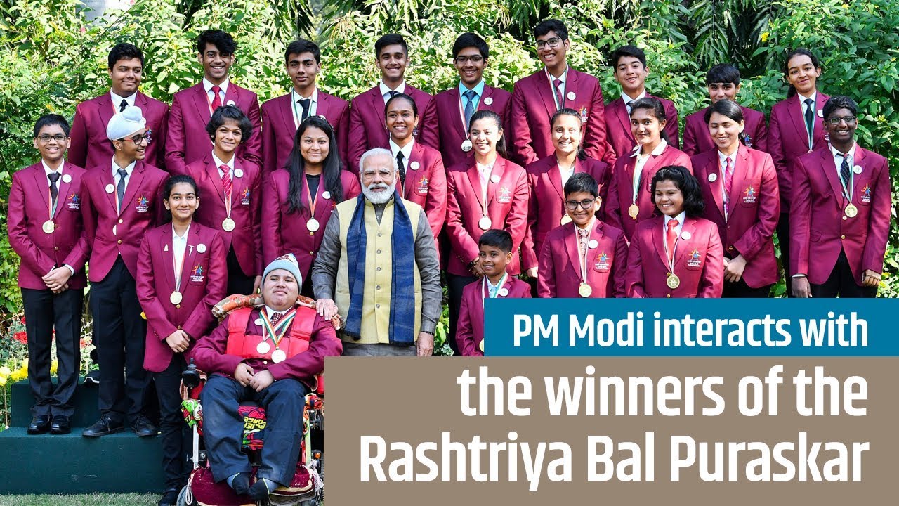 PM Modi interacts with the winners of the Pradhan Mantri Rashtriya Bal Puraskar 2020.