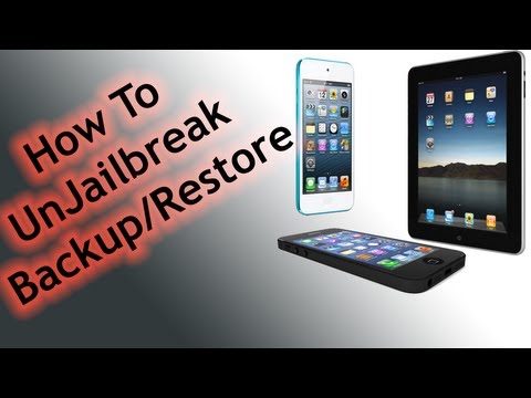 Ipod Touch - Full tutorial on how to unjailbreak the iPhone, iPad and iPod touch. Also showing you how to backup and restore your iOS devise to factory settings. Full How...