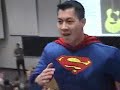 crazy guy acting superman in his classroom,hilarious!!!