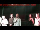 la sfilata sul palco degli ex jacopic, baran douglas, errol rausse, reed larson, mike kelly, il presidente rossi e il vice presidente riva.