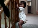 Addi goes down the stairs