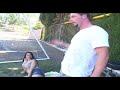 Park Upskirt - busty milf showing some ass & jacking her man