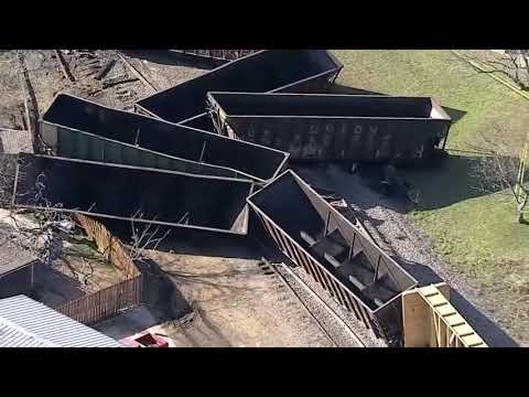 Freight train derails into backyard, narrowly missing house