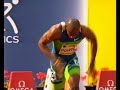 this is the third and probably best 9.77 that asafa powell runs.  he runs with less wind and sloppier form then his first two runs, leading me to believe that he will in fact run faster than 9.77.