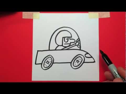 How to draw a cartoon race car