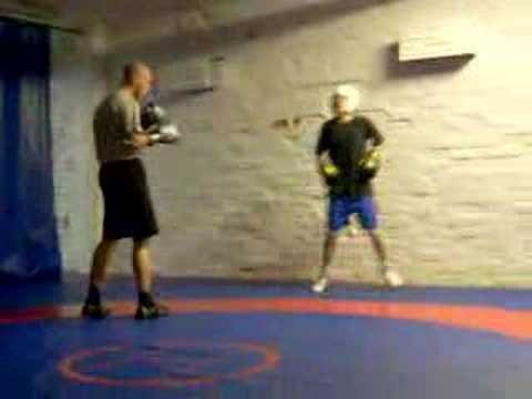 Aapo - Two young guys boxing. Aapo 45kg (with white helmet) Miikka 70kg Thats fare enought.