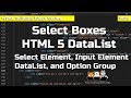 HTML Select Box / Dropdown Box, HTML 5 Data List,