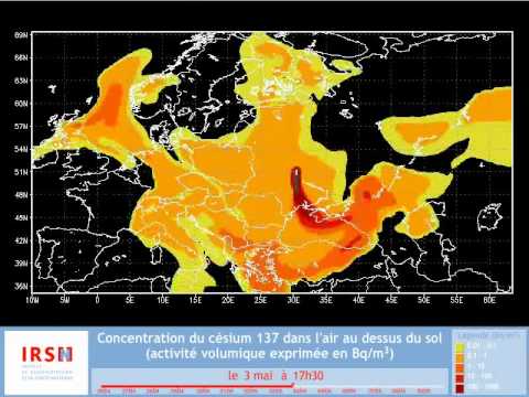 Oblak rádioaktivity z Černobylu   animácia šírenia