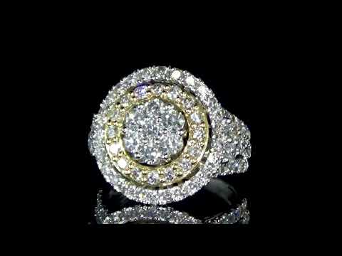 Lady's 14k White and Yellow Gold 3ct (TDW) Cluster Diamond Ring