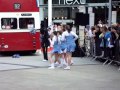 Efe Sodje dancing with the Bury FC cheerleaders