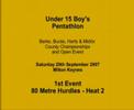 1/5 80m Hurdles - U15B County Pentathlon Champs 2007