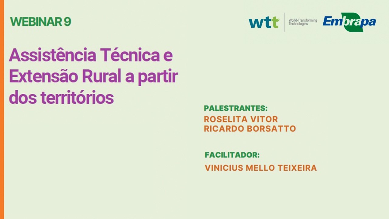 Webinar 9 -  Assistência Técnica e Extensão Rural a partir dos Territórios