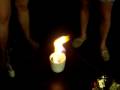 Jordan Oleson's hand on fire