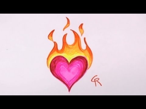 Easy to Draw Flaming Heart Design – CC