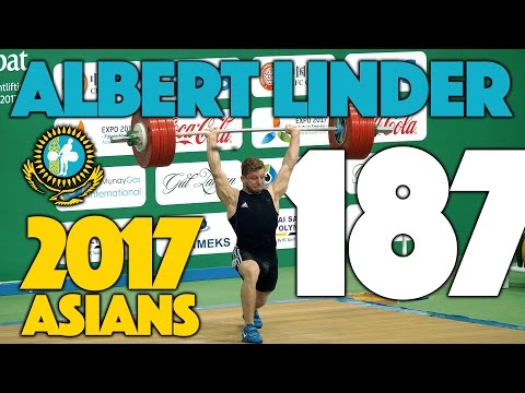 Albert Linder (69, 21 y/o) - 187kg Clean and Jerk @ 2017 Asians - YouTube