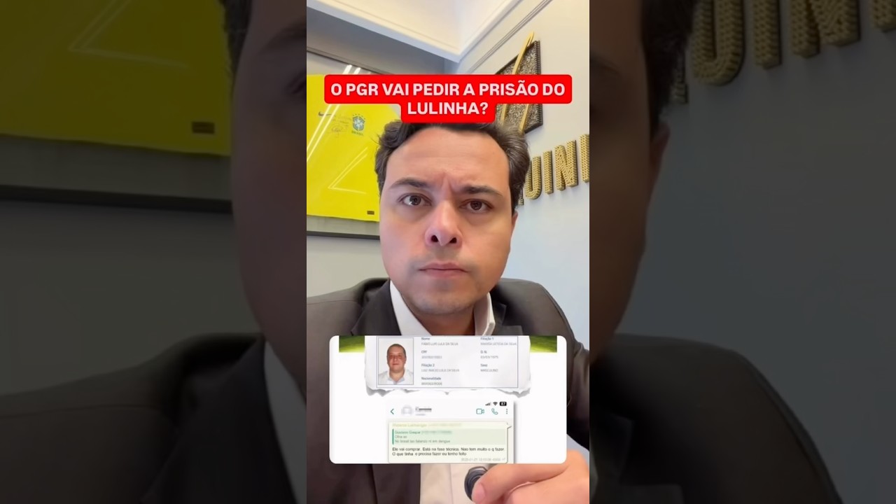 🚨O PGR VAI PEDIR A PRISÃO DO LULINHA?