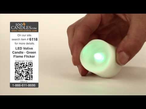 Battery Operated LED Votive Candle - Green Flame Flicker