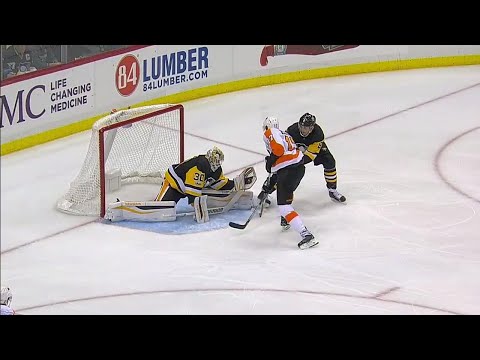 Video: Penguins' Murray tracks Flyers' Simmonds perfectly to make great save