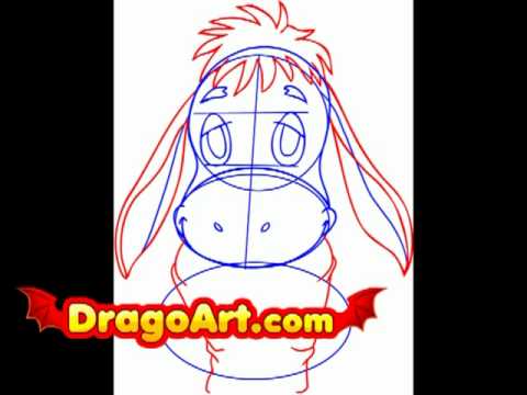 how to draw eeyore's face step by step