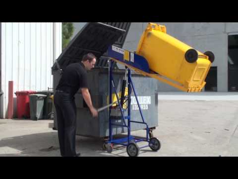 Liftmaster's Rugged Manual hydraulic bin lifter demonstration