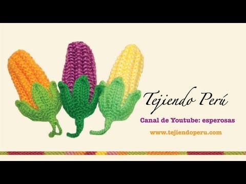 Choclo o maíz agarrador de ollas en dos agujas y crochet (Parte 2: hojas)