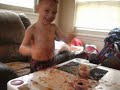Jakob tastes applesauce!