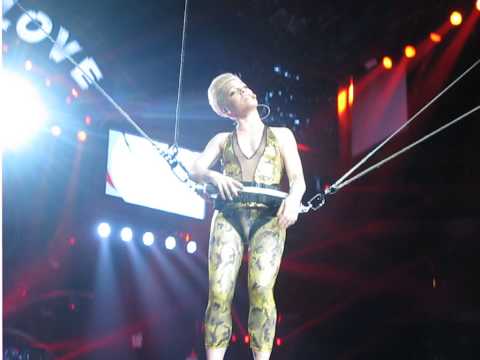 xcel - Pink sings 'So What' toward the end of her sold out concert at Xcel Energy Center in St. Paul. She flies throughout the arena seeing the crowd close up via h...
